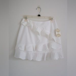 Women’s NWT Altar'd State White Jodie Asymmetrical Skirt Medium Ruffles